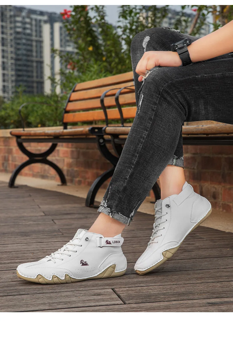Stylish High-top Octopus Boots Men's Casual Booties Designer Soft Flats Breathable Moccasins Flats Drive Shoes Leather Sneakers