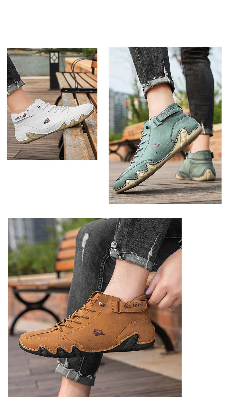 Stylish High-top Octopus Boots Men's Casual Booties Designer Soft Flats Breathable Moccasins Flats Drive Shoes Leather Sneakers