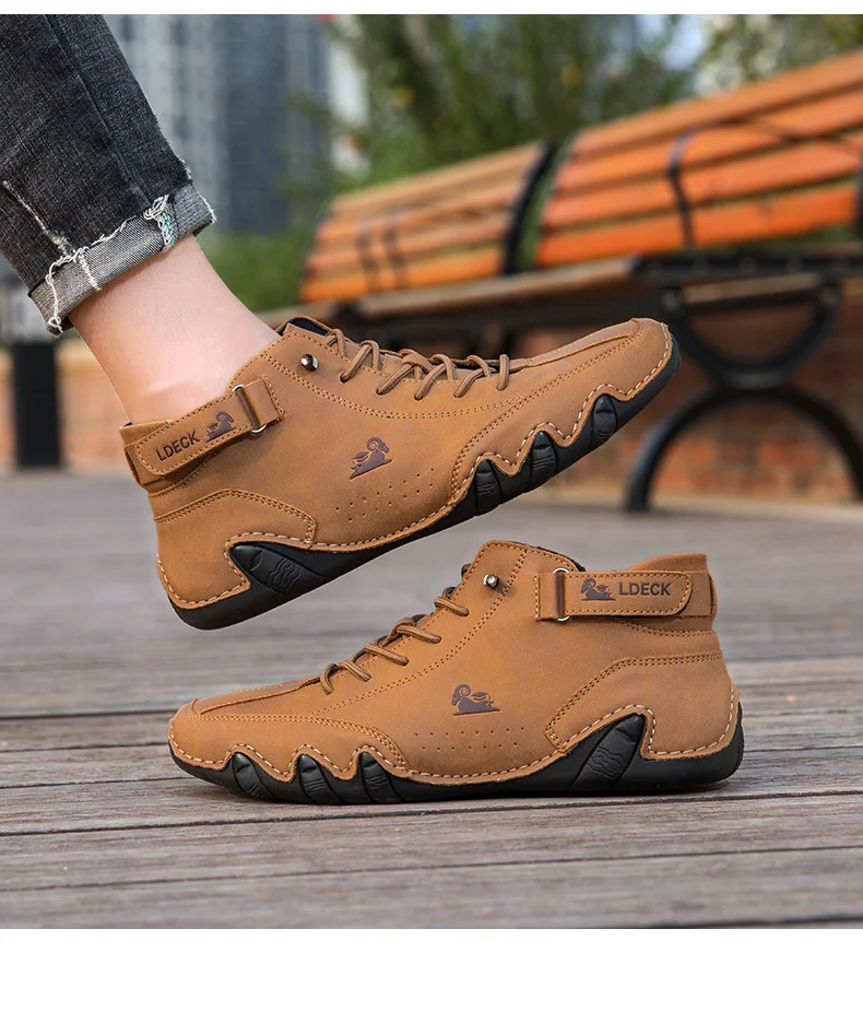 Stylish High-top Octopus Boots Men's Casual Booties Designer Soft Flats Breathable Moccasins Flats Drive Shoes Leather Sneakers