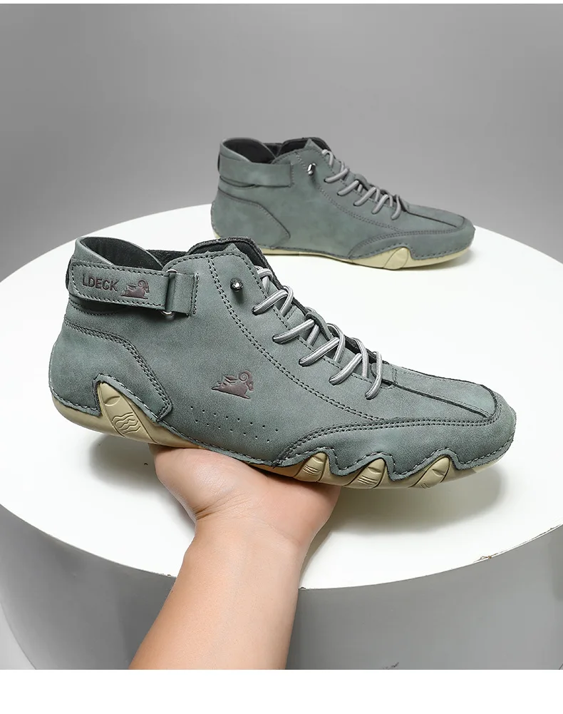 Stylish High-top Octopus Boots Men's Casual Booties Designer Soft Flats Breathable Moccasins Flats Drive Shoes Leather Sneakers