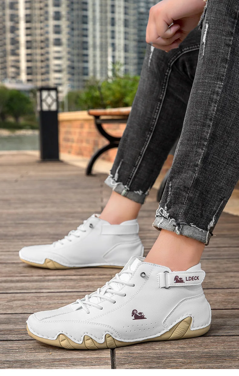 Stylish High-top Octopus Boots Men's Casual Booties Designer Soft Flats Breathable Moccasins Flats Drive Shoes Leather Sneakers