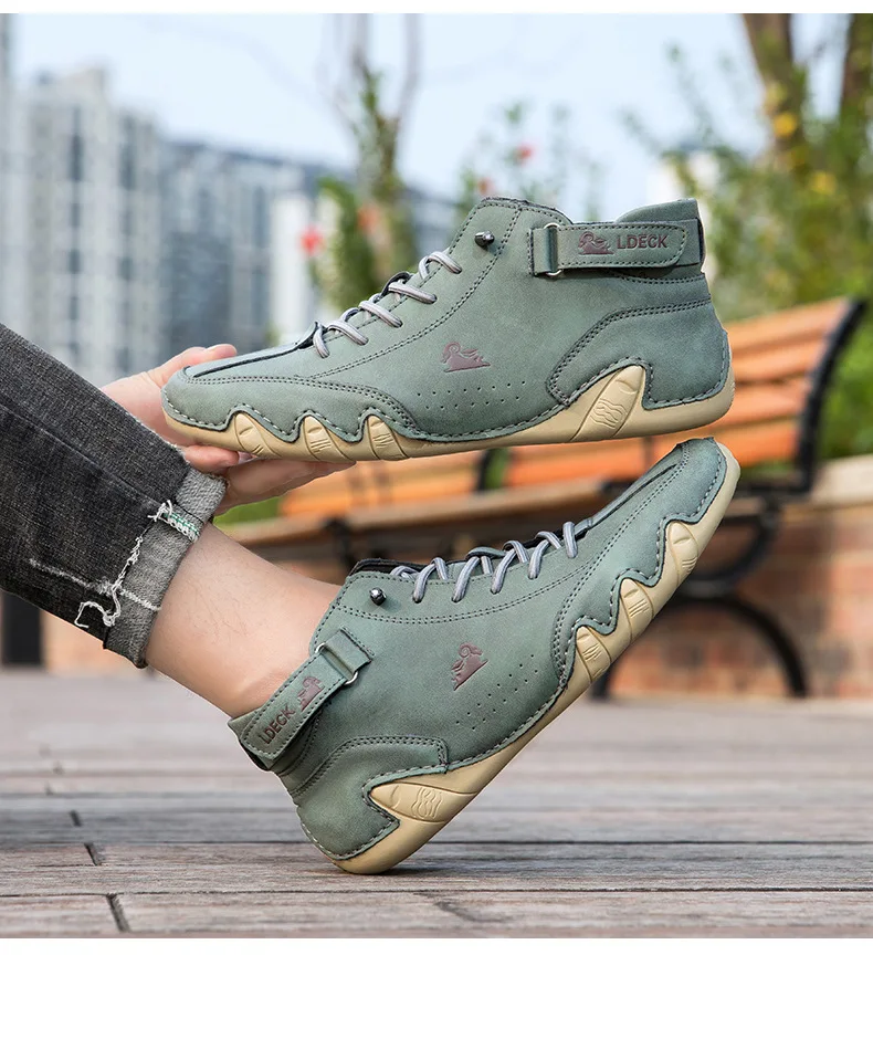 Stylish High-top Octopus Boots Men's Casual Booties Designer Soft Flats Breathable Moccasins Flats Drive Shoes Leather Sneakers