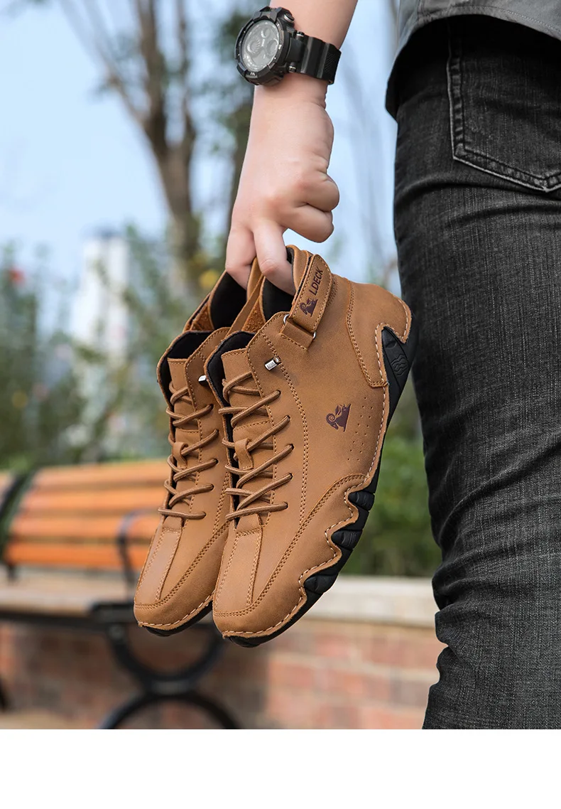 Stylish High-top Octopus Boots Men's Casual Booties Designer Soft Flats Breathable Moccasins Flats Drive Shoes Leather Sneakers