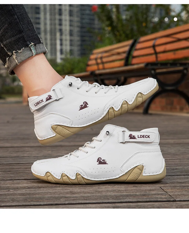Stylish High-top Octopus Boots Men's Casual Booties Designer Soft Flats Breathable Moccasins Flats Drive Shoes Leather Sneakers