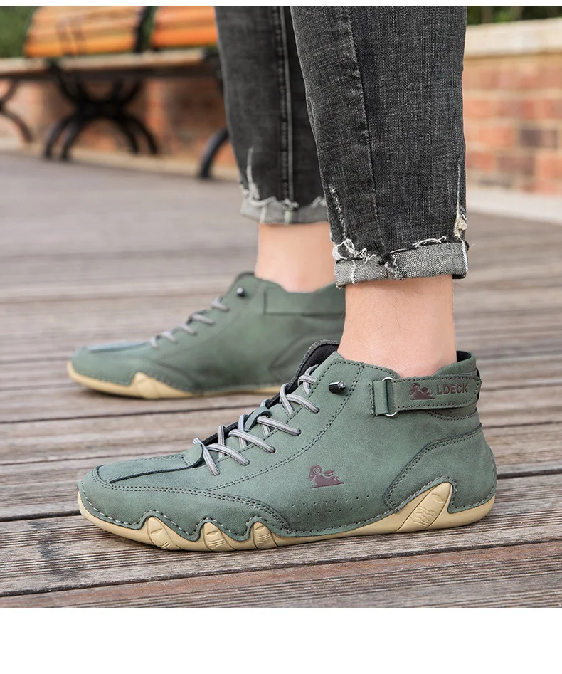 Stylish High-top Octopus Boots Men's Casual Booties Designer Soft Flats Breathable Moccasins Flats Drive Shoes Leather Sneakers
