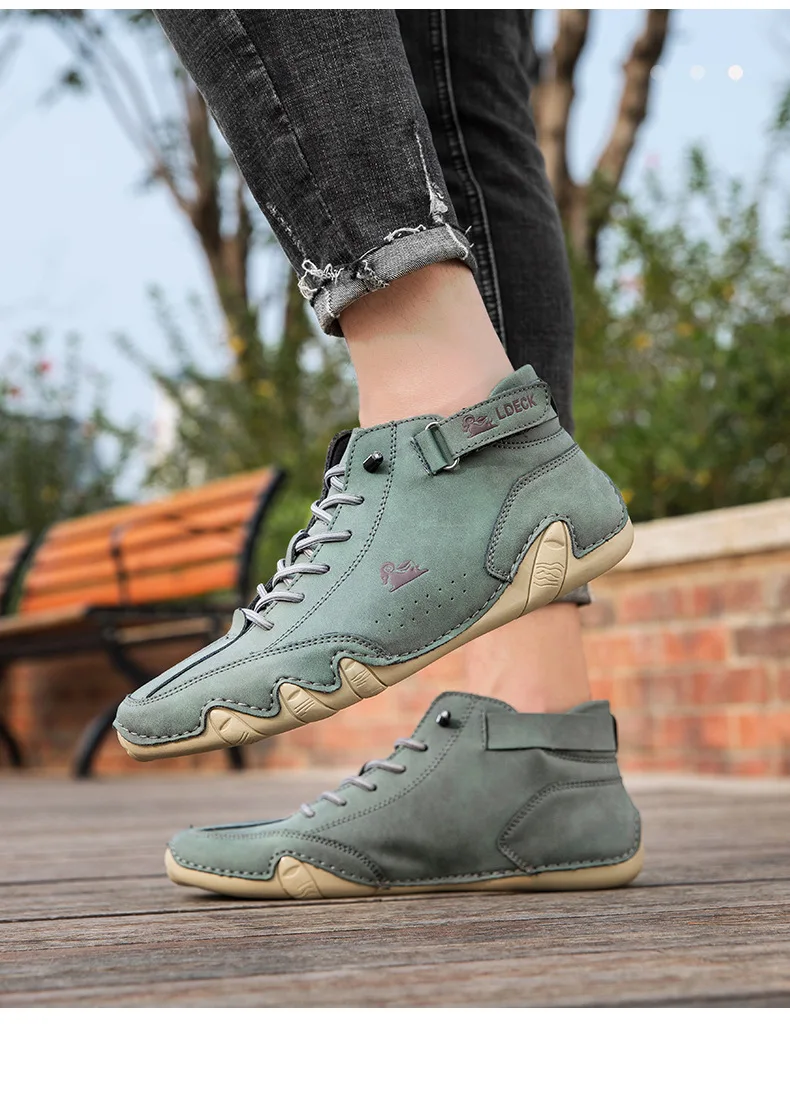 Stylish High-top Octopus Boots Men's Casual Booties Designer Soft Flats Breathable Moccasins Flats Drive Shoes Leather Sneakers