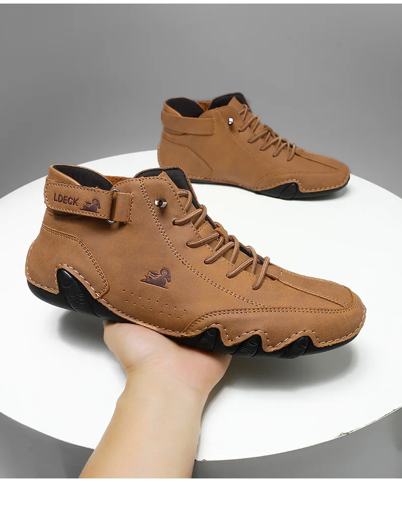 Stylish High-top Octopus Boots Men's Casual Booties Designer Soft Flats Breathable Moccasins Flats Drive Shoes Leather Sneakers