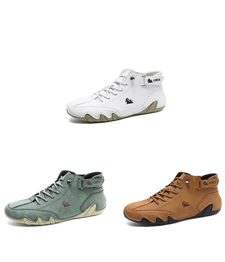 Stylish High-top Octopus Boots Men's Casual Booties Designer Soft Flats Breathable Moccasins Flats Drive Shoes Leather Sneakers