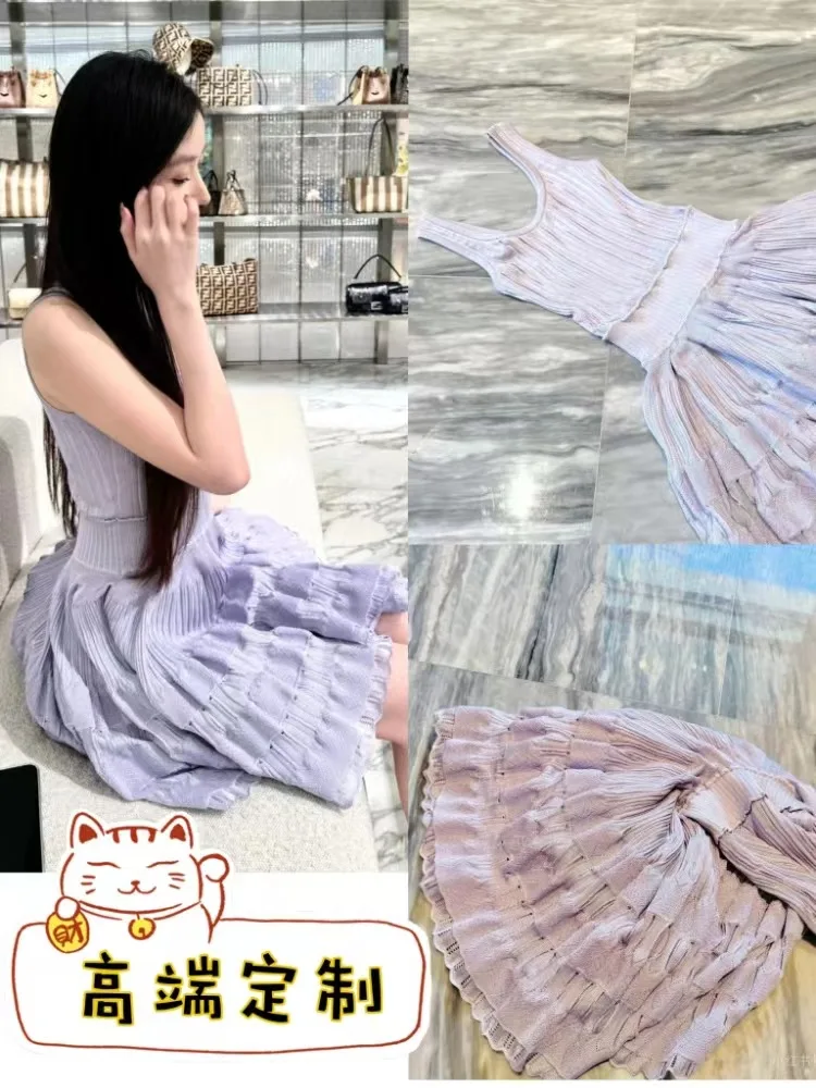 Six Colors High-end 2024New Short Dress Women's Summer French Style Exquisite Design Sense Niche Sleeveless Vest Stitching Dress