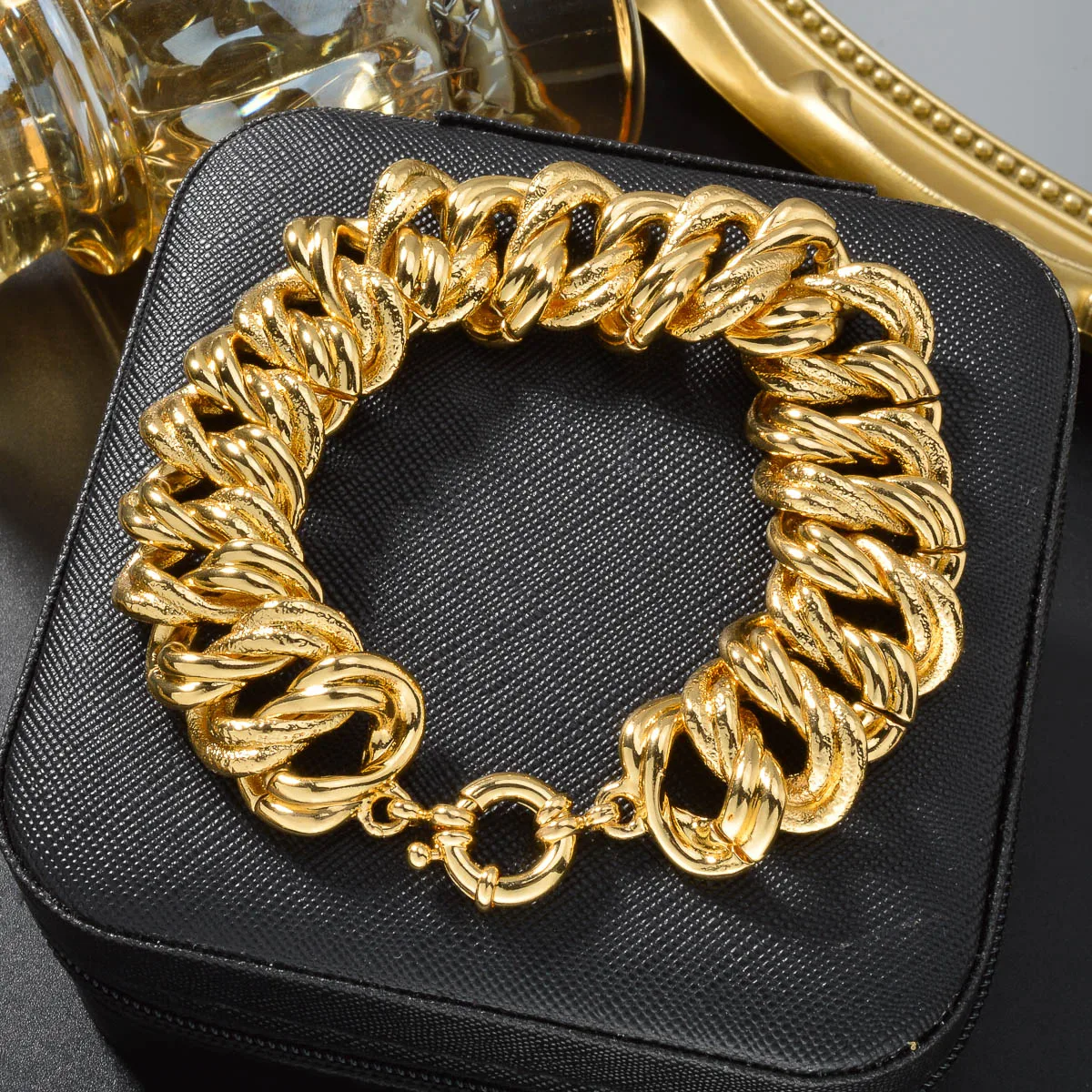2PCS Bracelet Jewelry Set Collection for Women Luxury Gold Plated Color Dubai Necklace Man Chains Thick Links Gift