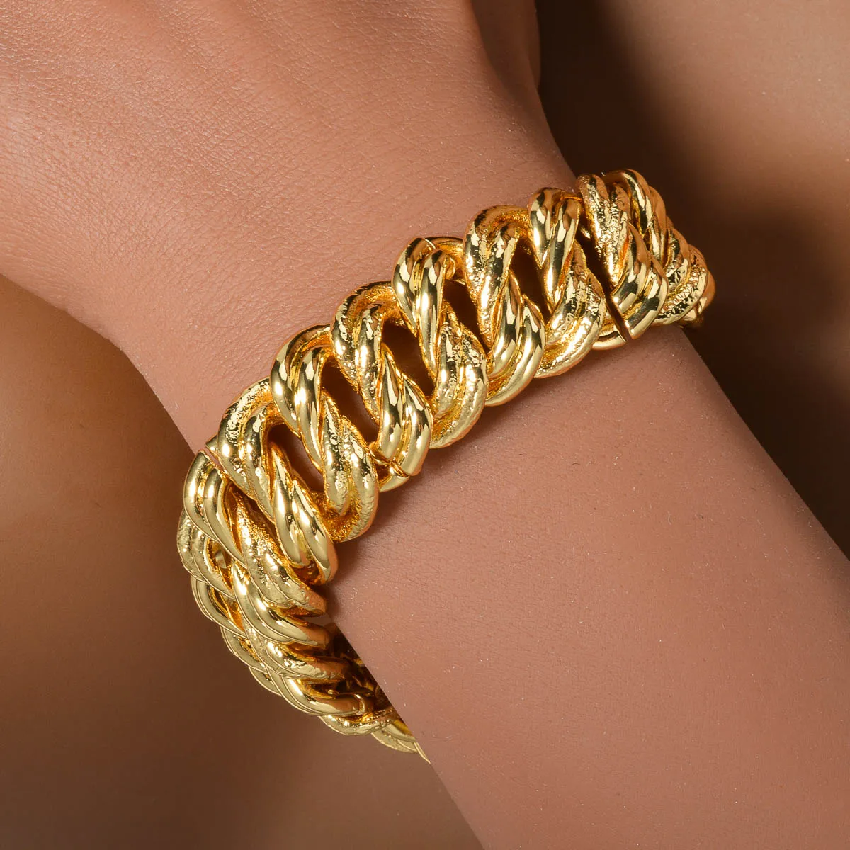 2PCS Bracelet Jewelry Set Collection for Women Luxury Gold Plated Color Dubai Necklace Man Chains Thick Links Gift