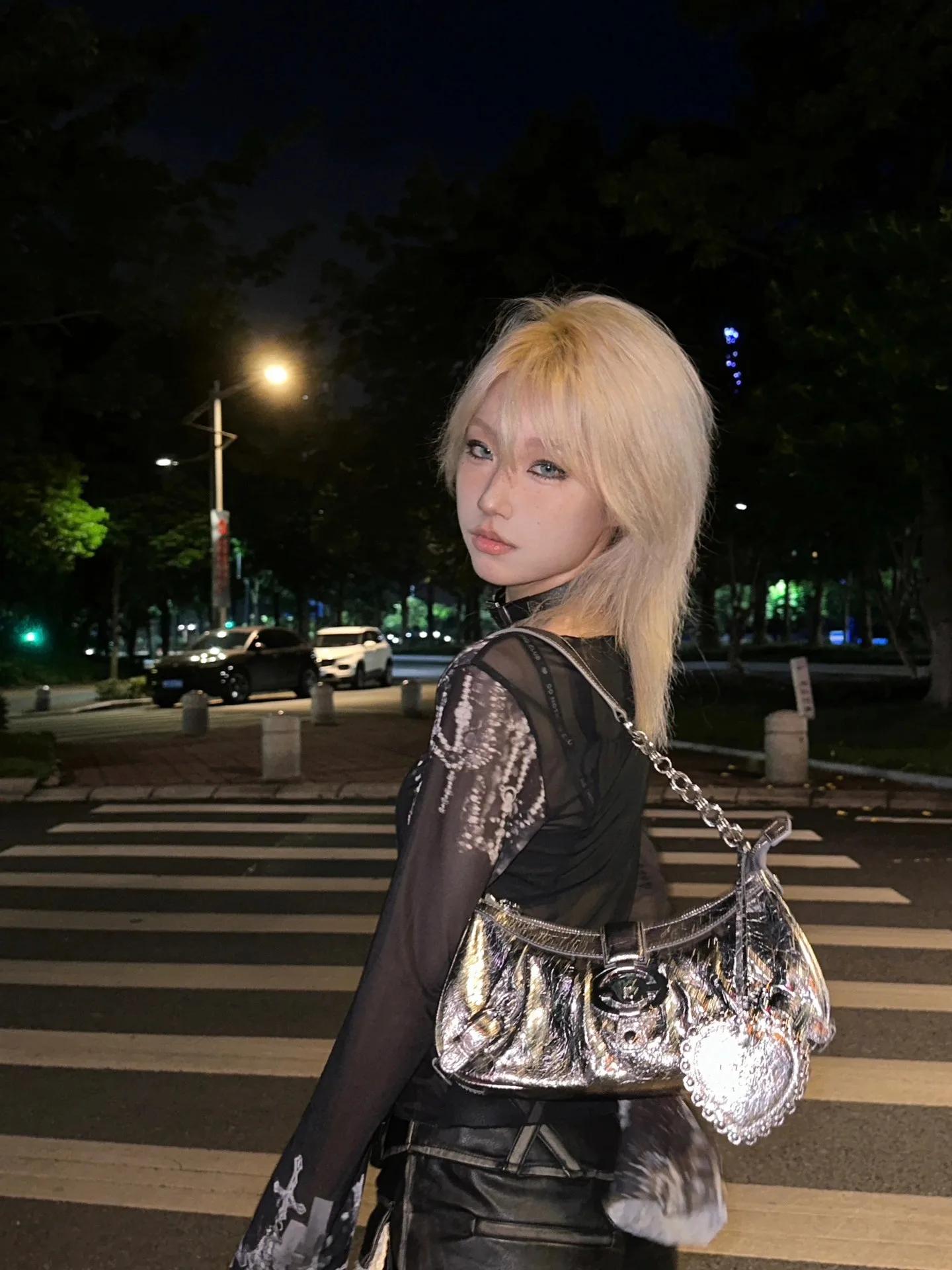 Karrram Grunge Aesthetics Mesh Tops Japanese Y2k Tattoo Print Sheer Tops Vintage Harajuku See Through Long Sleeve T-shirt Gothic