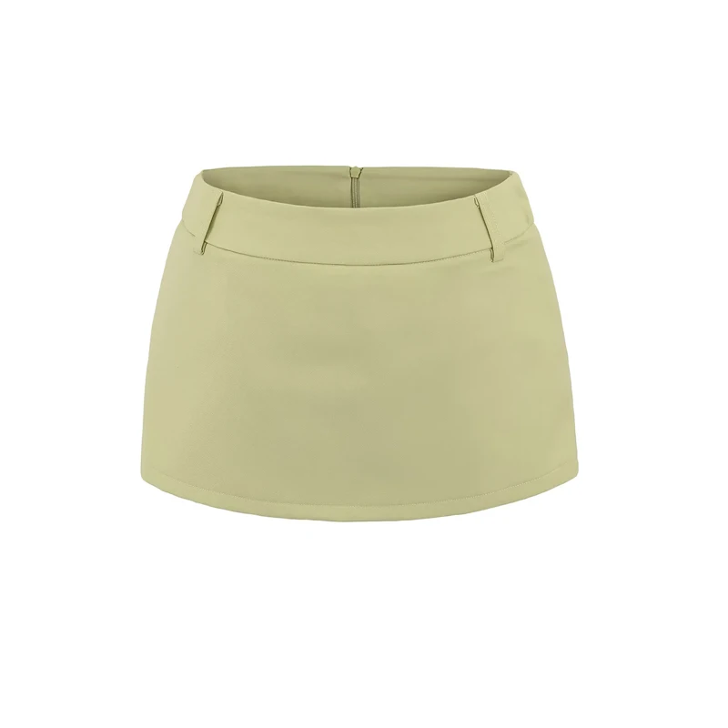 Women's Side Zippers Detail Skort Tailored Mini Skirt With Belt Loops