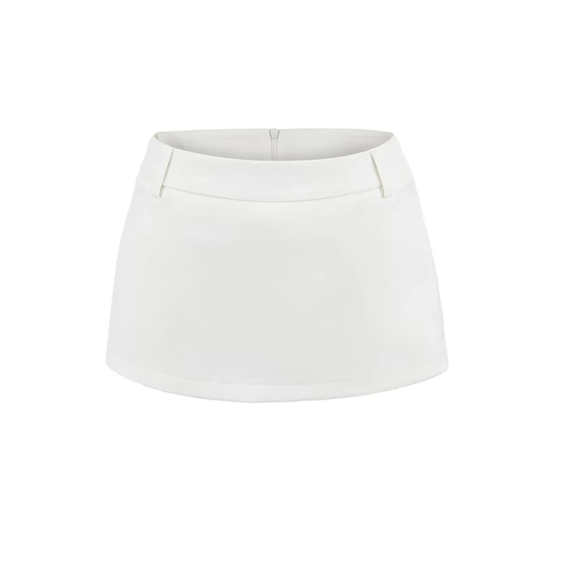 Women's Side Zippers Detail Skort Tailored Mini Skirt With Belt Loops