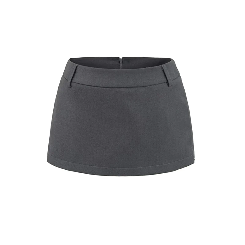 Women's Side Zippers Detail Skort Tailored Mini Skirt With Belt Loops
