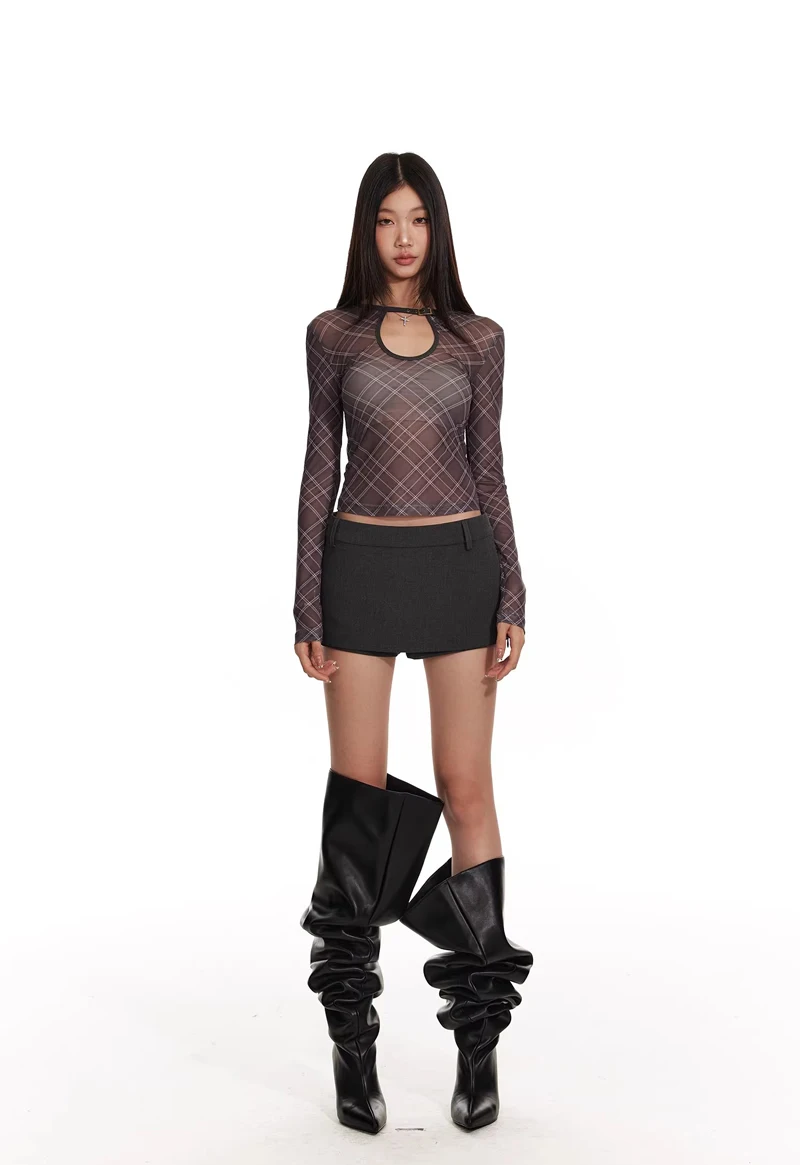 Women's Side Zippers Detail Skort Tailored Mini Skirt With Belt Loops