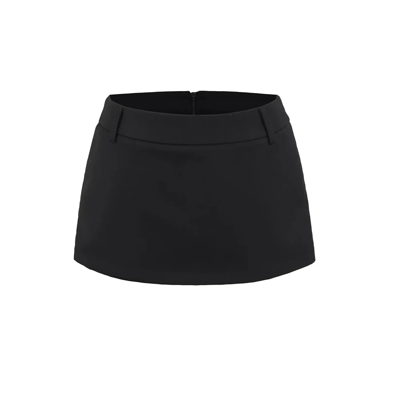 Women's Side Zippers Detail Skort Tailored Mini Skirt With Belt Loops