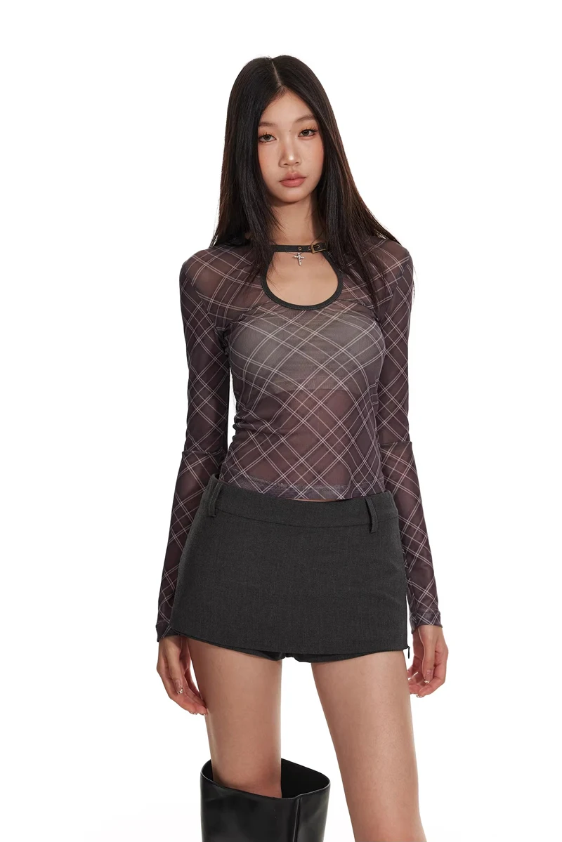 Women's Side Zippers Detail Skort Tailored Mini Skirt With Belt Loops