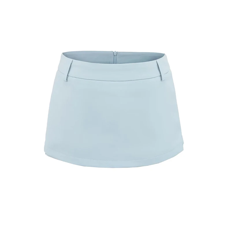 Women's Side Zippers Detail Skort Tailored Mini Skirt With Belt Loops
