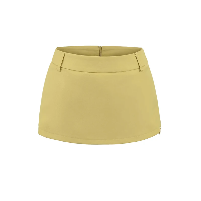 Women's Side Zippers Detail Skort Tailored Mini Skirt With Belt Loops