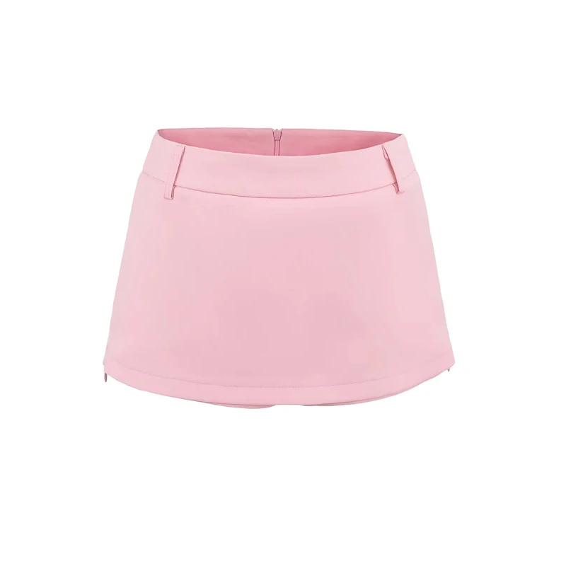 Women's Side Zippers Detail Skort Tailored Mini Skirt With Belt Loops
