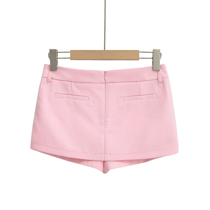 Women's Side Zippers Detail Skort Tailored Mini Skirt With Belt Loops