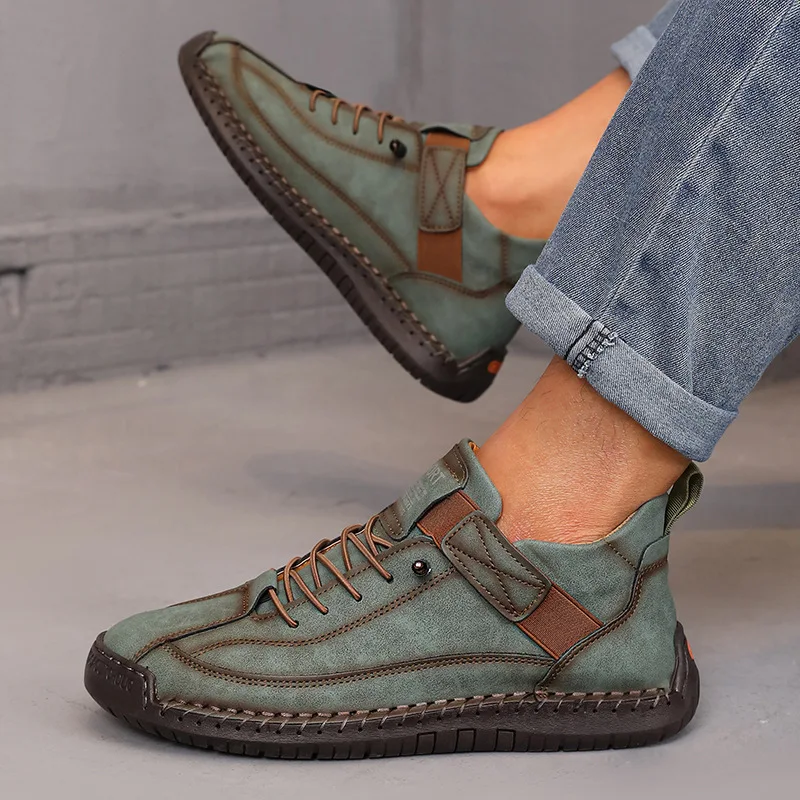 Women's Boots Outdoor Casual Shoes British Style Retro Non-slip Work Shoes Leather Couple Loafers Handmade Soft Sole Ankle Boots