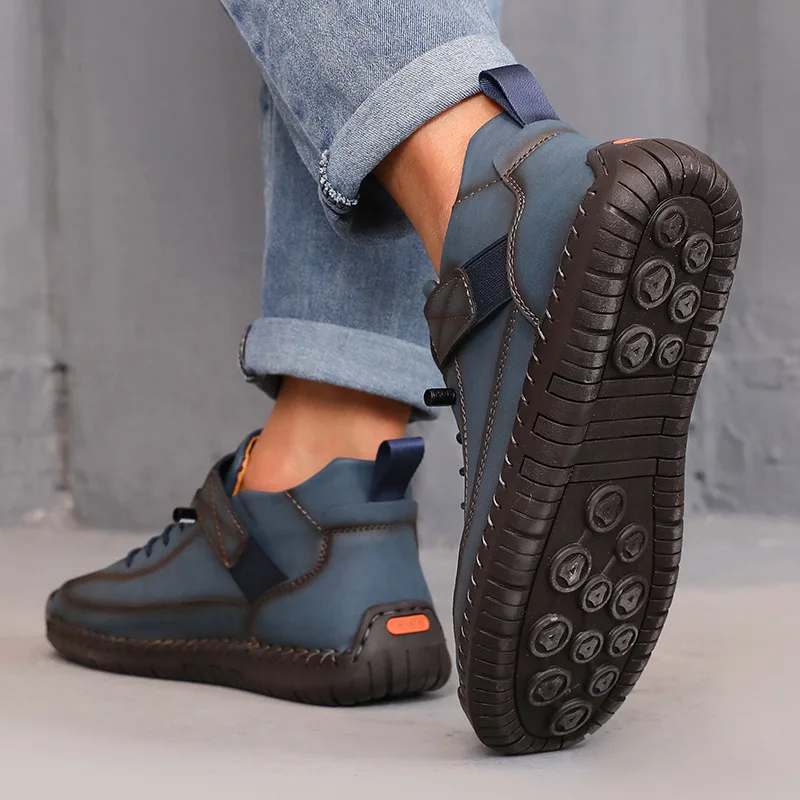 Women's Boots Outdoor Casual Shoes British Style Retro Non-slip Work Shoes Leather Couple Loafers Handmade Soft Sole Ankle Boots