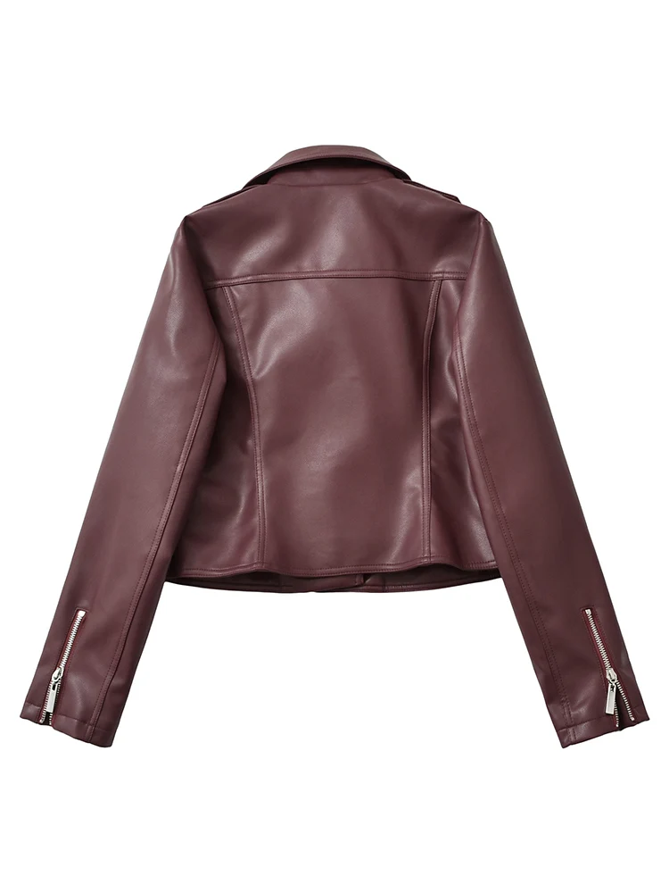 Ailegogo New Spring Autumn Moto Biker Loose Black Faux Leather Jacket Streetwear Female Zipper Coat Outwear
