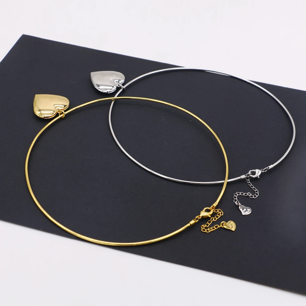 Vintage Simple 925 Sterling Silver Necklace Geometric Choker Shiny And Delicate Collarbone Chain For Women's Golden Jewellery