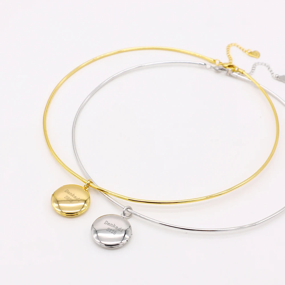 Vintage Simple 925 Sterling Silver Necklace Geometric Choker Shiny And Delicate Collarbone Chain For Women's Golden Jewellery