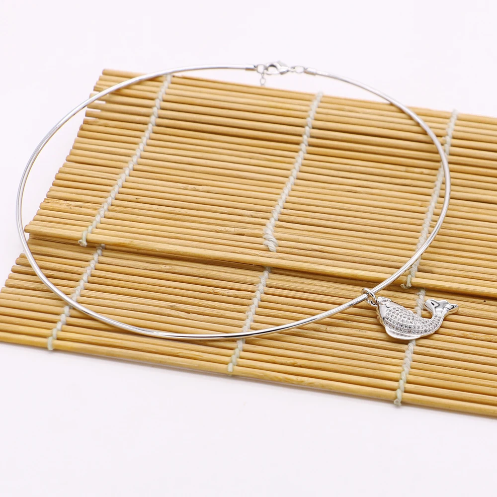 Vintage Simple 925 Sterling Silver Necklace Geometric Choker Shiny And Delicate Collarbone Chain For Women's Golden Jewellery