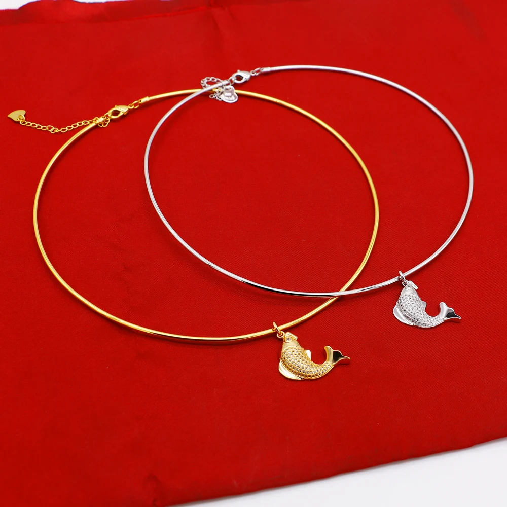 Vintage Simple 925 Sterling Silver Necklace Geometric Choker Shiny And Delicate Collarbone Chain For Women's Golden Jewellery