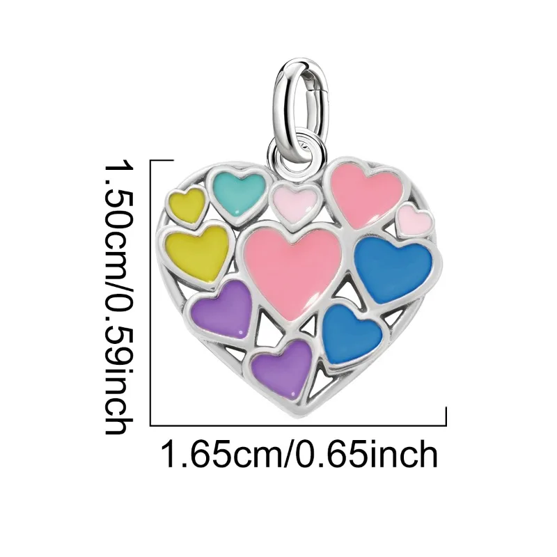 Adjustable 925 Sterling Silver Vintage Pendants Love Heart Tower Charms Beads Fit Original Bracelet Bangles Necklace DIY Jewelry