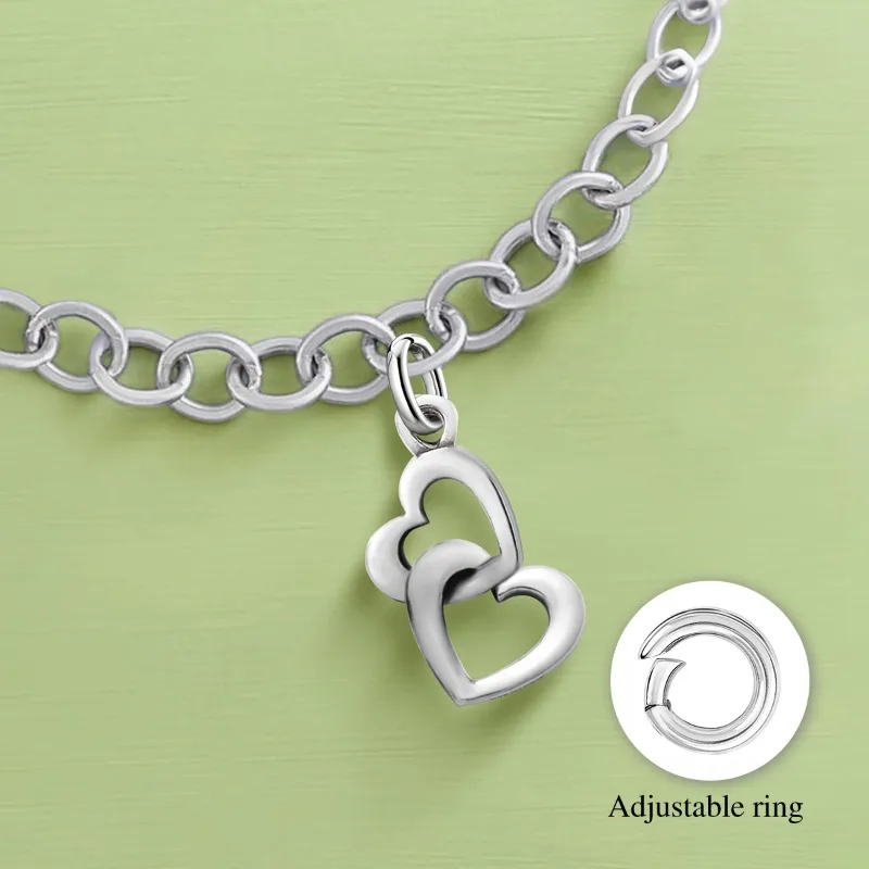 Adjustable 925 Sterling Silver Vintage Pendants Love Heart Tower Charms Beads Fit Original Bracelet Bangles Necklace DIY Jewelry