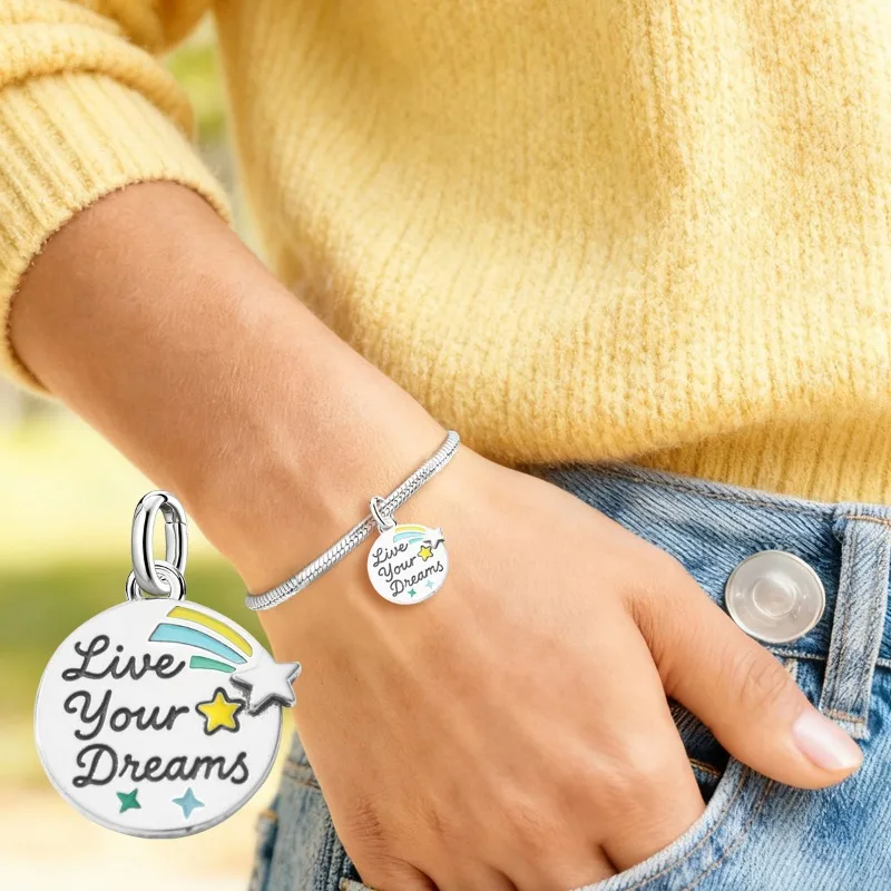 Adjustable 925 Sterling Silver Vintage Pendants Love Heart Tower Charms Beads Fit Original Bracelet Bangles Necklace DIY Jewelry
