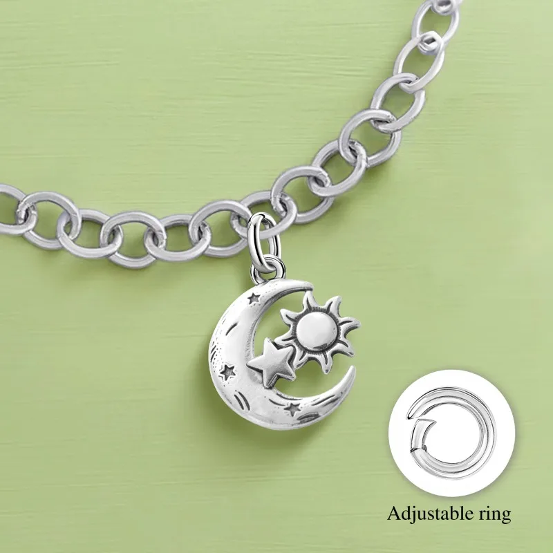 Adjustable 925 Sterling Silver Vintage Pendants Love Heart Tower Charms Beads Fit Original Bracelet Bangles Necklace DIY Jewelry