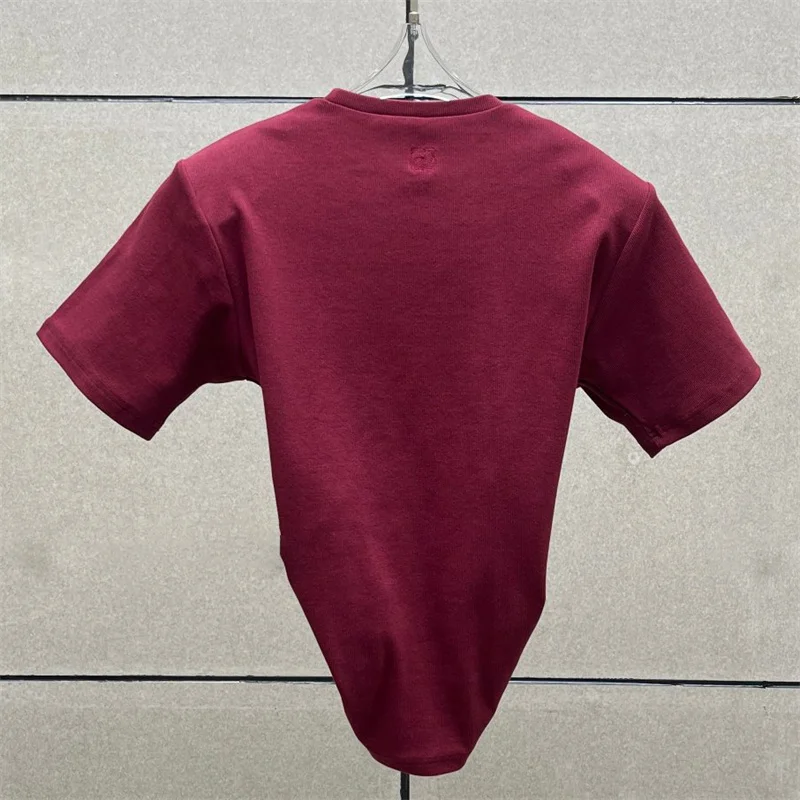 Women's t-shirt 2025 summer New elastic knitted short sleeved top 3D flower decorated round neck pullover pure cotton crop top