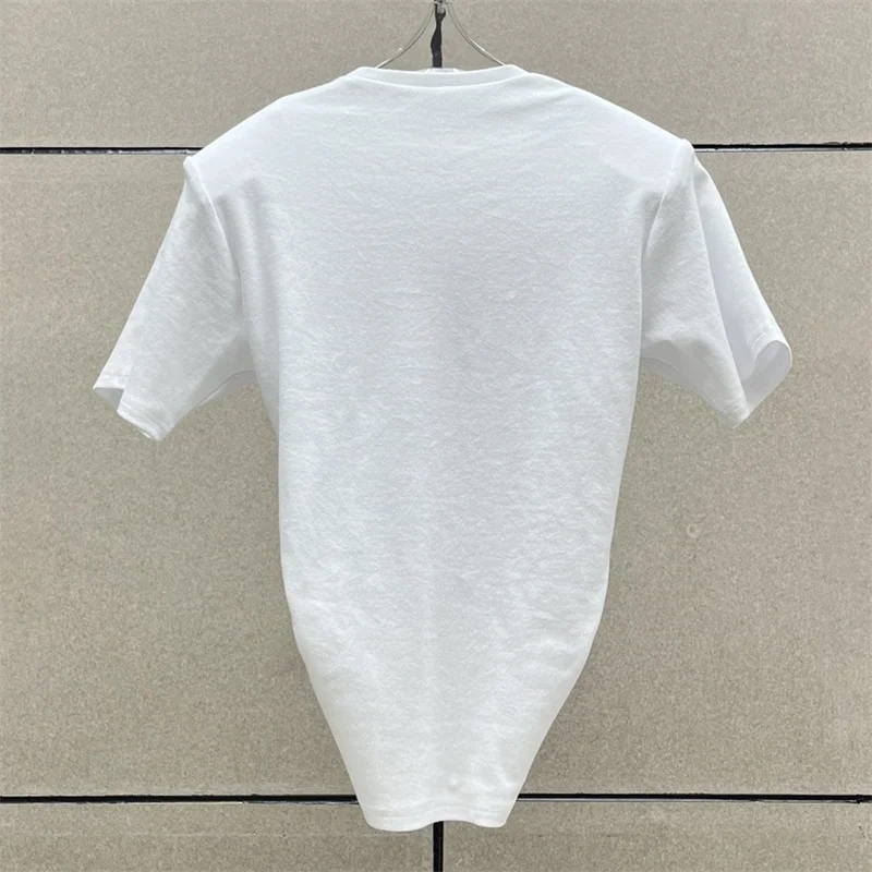 Women's t-shirt 2025 summer New elastic knitted short sleeved top 3D flower decorated round neck pullover pure cotton crop top