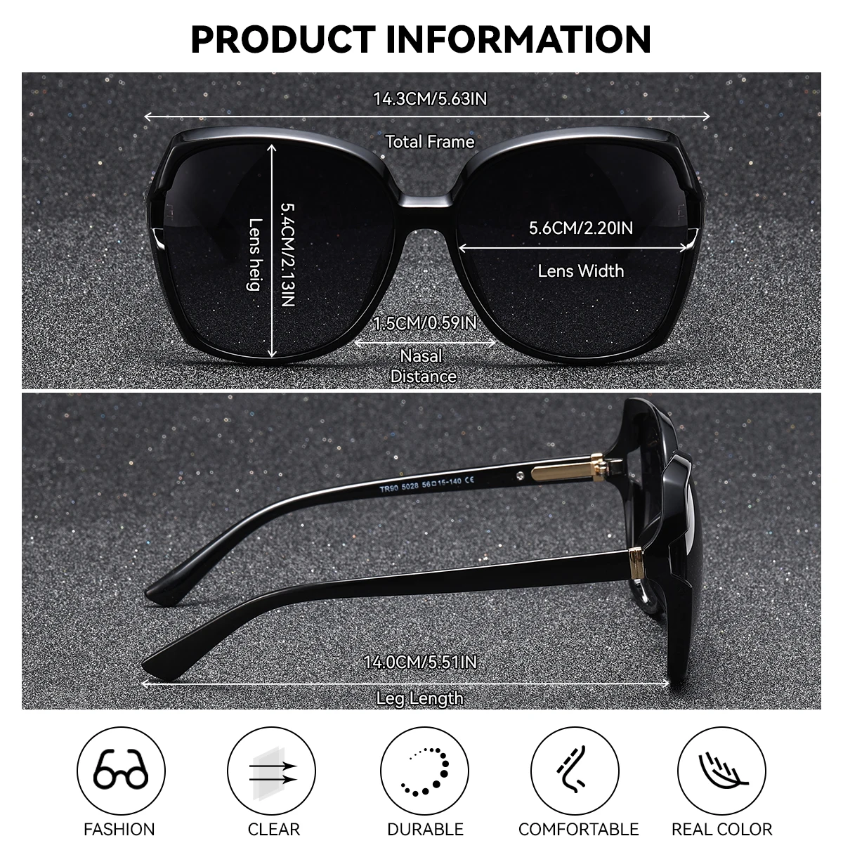 BARCUR Fashion Women Sunglasses Gradient Colors PC Elliptical Large Frame UVA/B Polarized Sunglasses White Gift Box Package