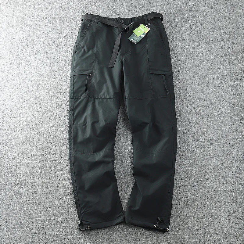 Waterproof Windproof Fleece-Lined Outdoor Pants Men's Straight-Leg Casual Trousers With Multiple Pockets For Winter