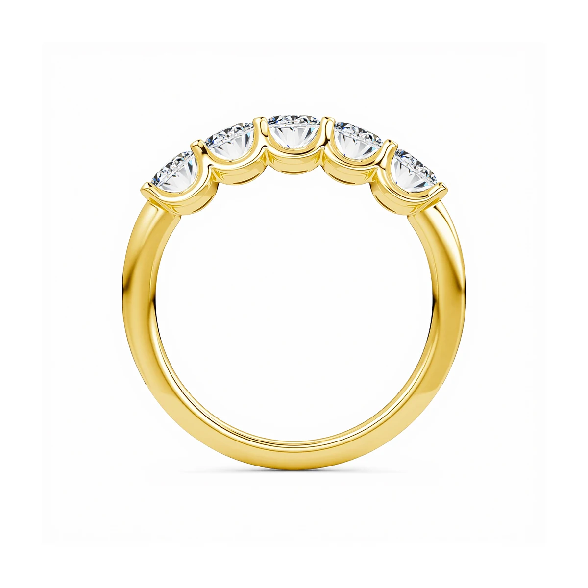Oval 14K Yellow Gold Engagement Ring GRA Certified Moissanite Row Band 5 Stone 1.5ctw 100% Authentic for Women Wedding Jewelry