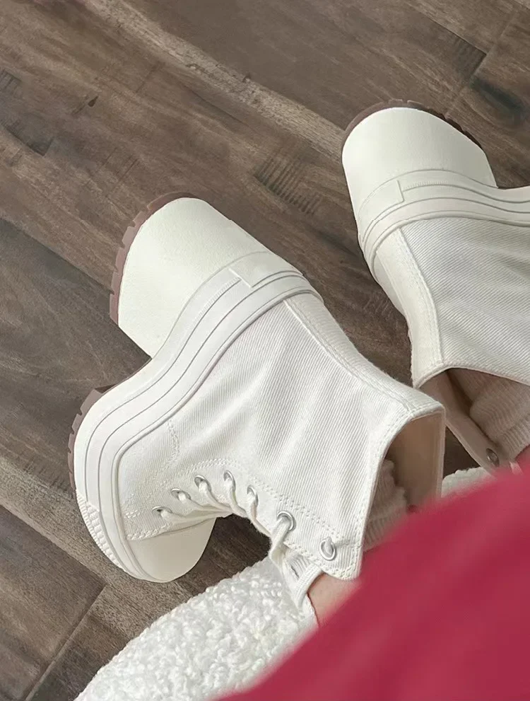 Classic Women Platform Sneakers Canvas Shoes Personalized Luxry Heels Skateboard Lace Up Casual Shoes Fashion Outdoor Sneakers