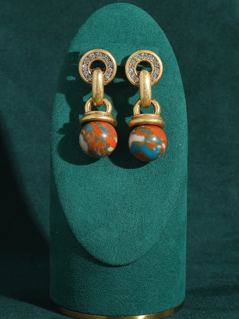 Vintage Jewelry Set Oval Natural Stone Nautical Map Designers Pendants And Necklaces Earrings Antique Gold Color Women Ring 2025