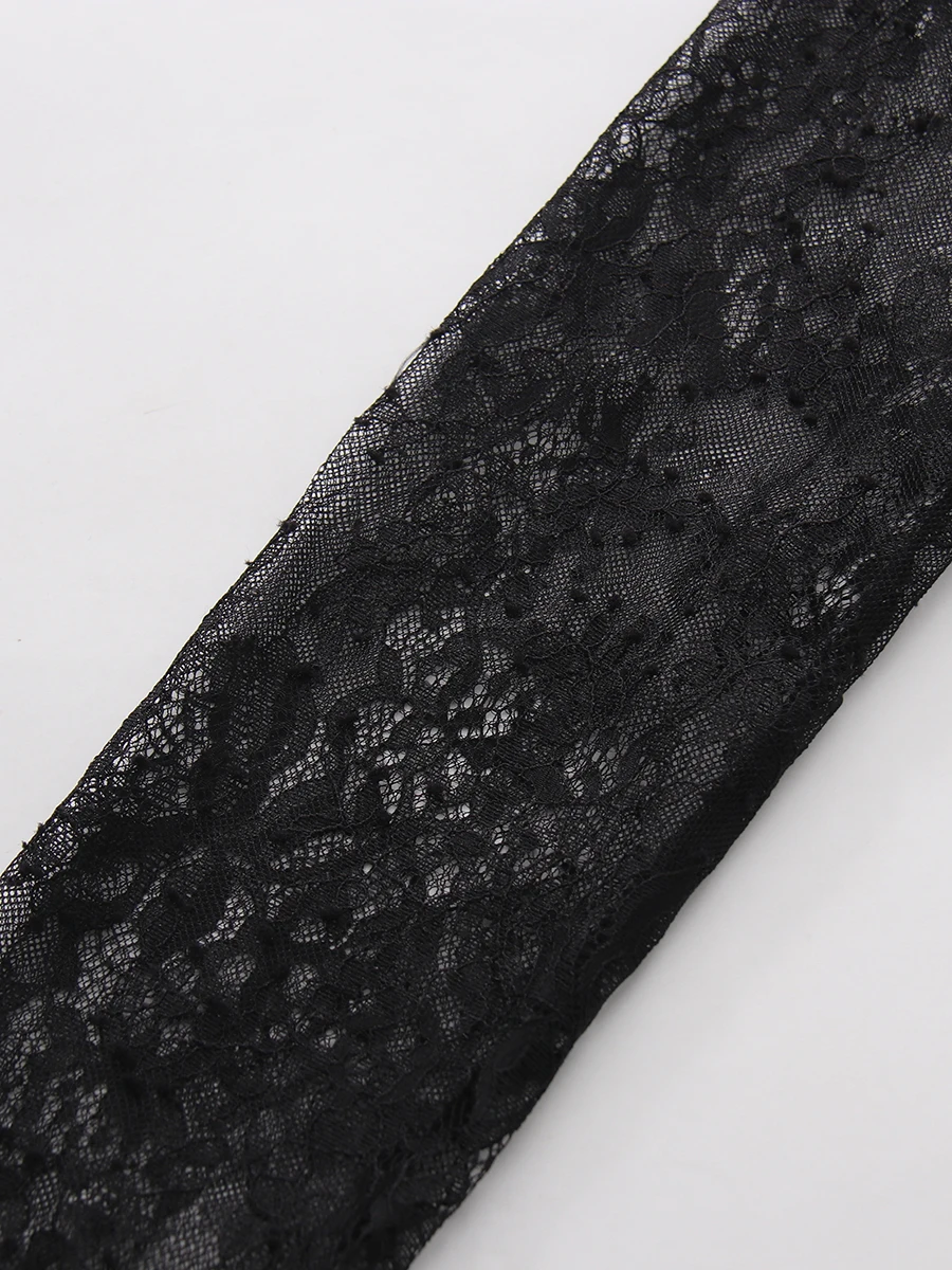 TWOTWINSTYLE Slimming Sheer Spliced Lace Sexy Blouses for Women High Neck Long Sleeves Patchwork Shirring Blouse Female Clothing