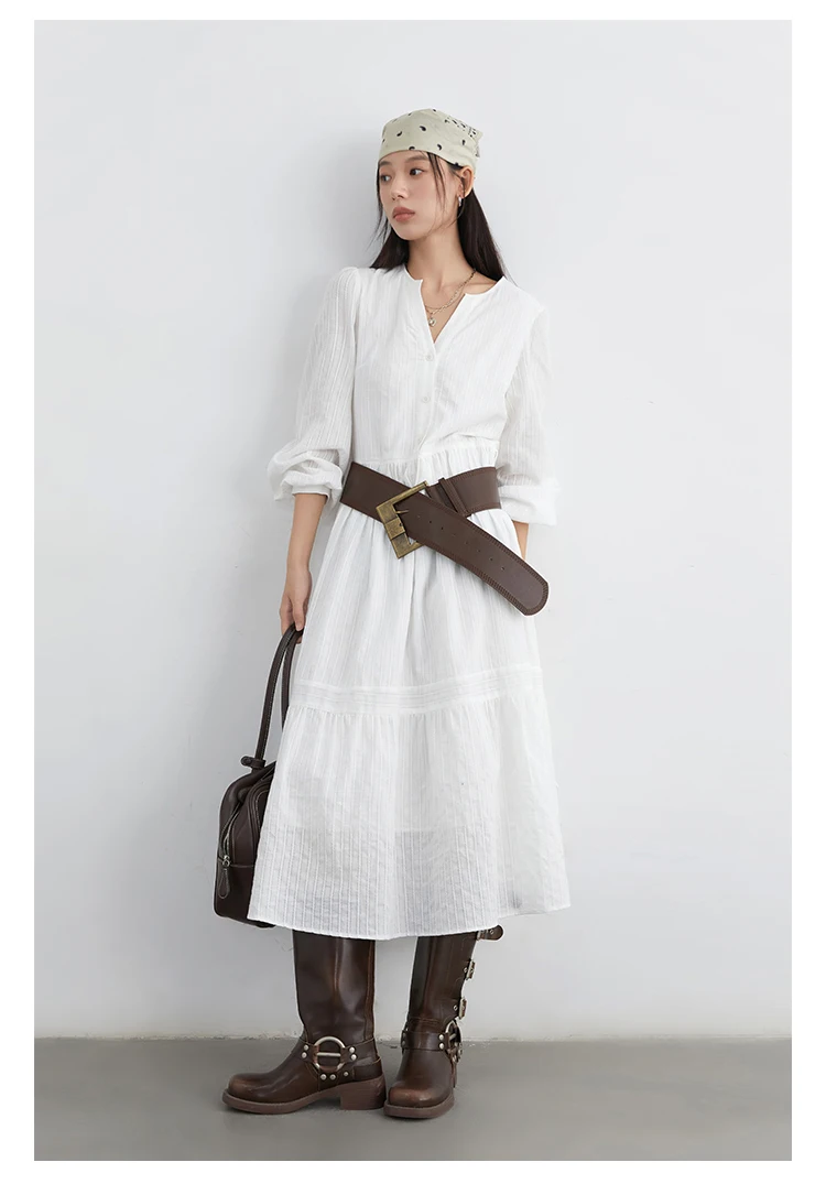 CHIC VEN Women Dress Sets A Line Long Sleeve Solid Loose Casual Female Long Dress with Knitted Vest Spring Autumn 2026