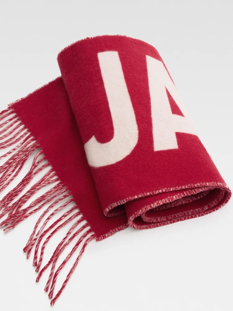 Luxury Brand 100% Wool Warm Scarf For Women Design Winter Men Shawl Wrap Pashmina 2025 Letter Female Bufanda Echarpe Foulard