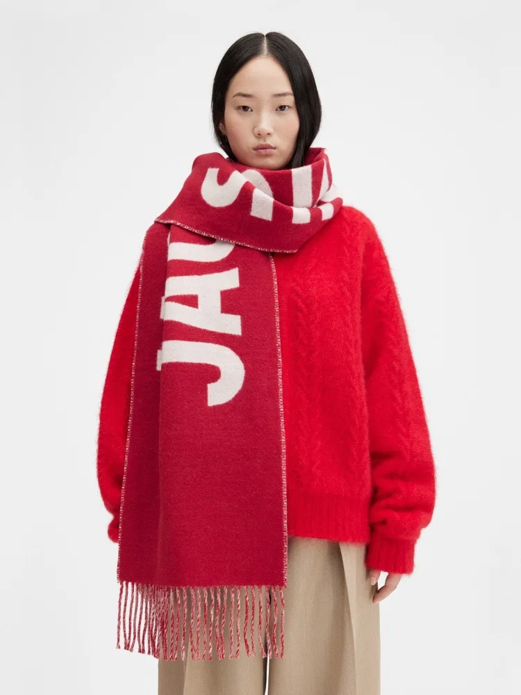 Luxury Brand 100% Wool Warm Scarf For Women Design Winter Men Shawl Wrap Pashmina 2025 Letter Female Bufanda Echarpe Foulard