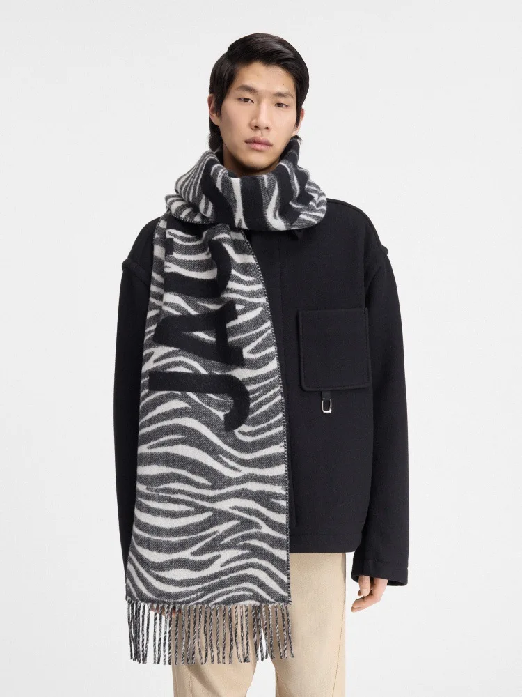 Luxury Brand 100% Wool Warm Scarf For Women Design Winter Men Shawl Wrap Pashmina 2025 Letter Female Bufanda Echarpe Foulard