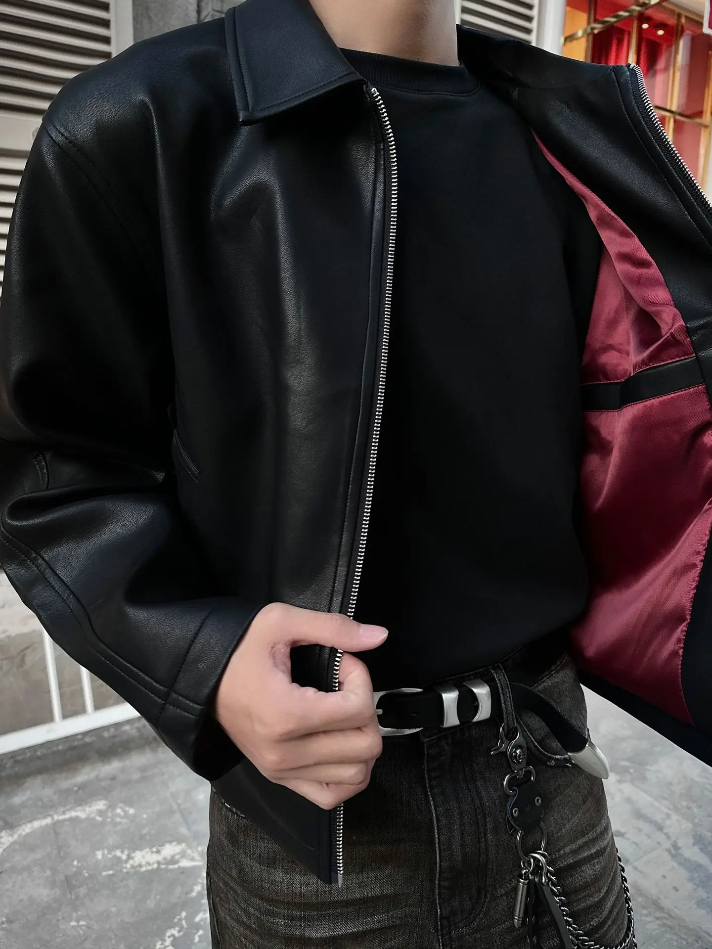 2026 New Men's Spring and Autumn PU Leather Jacket Short Cleanfit Loose Casual Motorcycle Top Warm Artificial Leather Coat